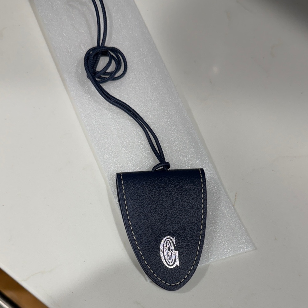 Goyard Navy Leather Pendant Pouch with Silver 'G' Emblem
